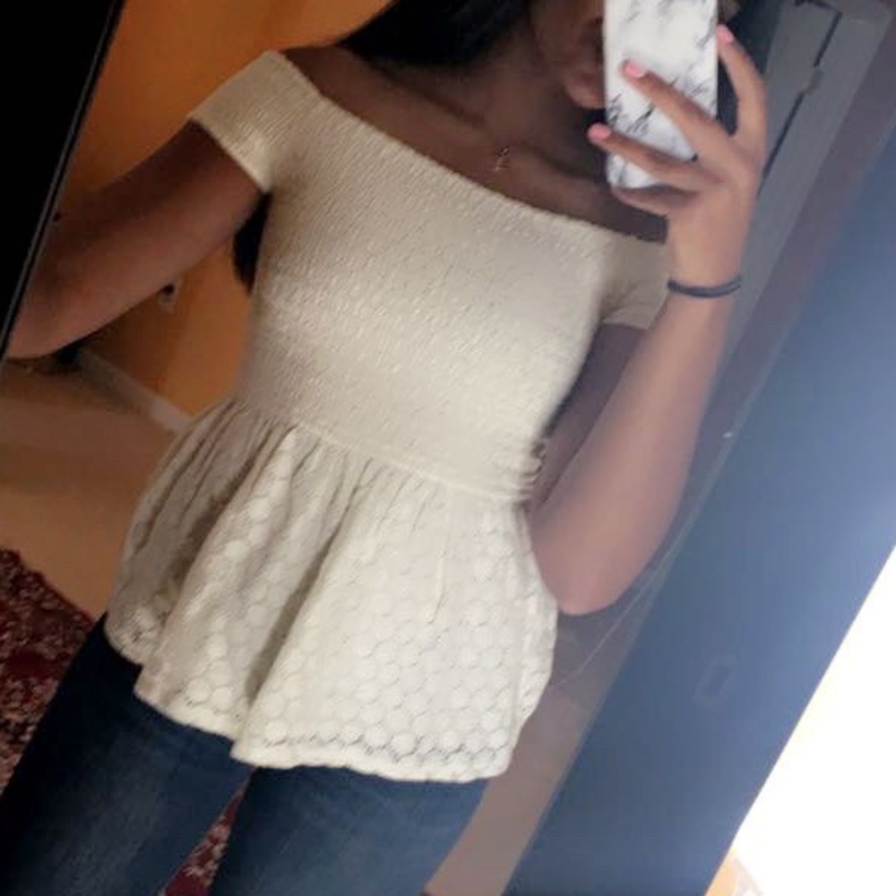 Cute off the shoulder cream shirt